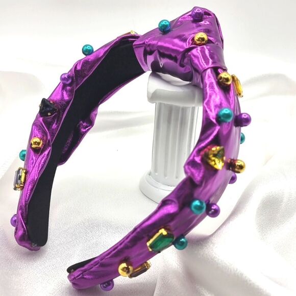 New MARDI GRAS jeweled leather headband - Picture 4 of 5